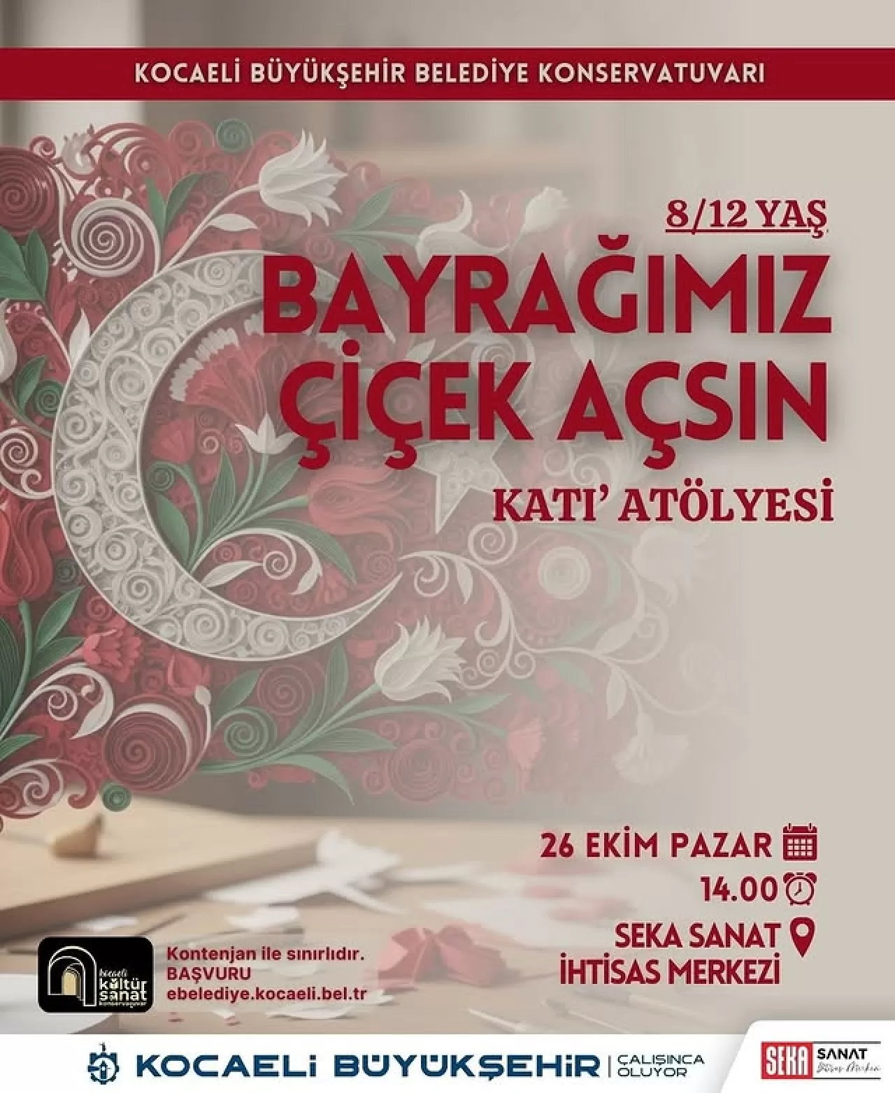 Kocaeli'nde Çocuklar İçin Sanat Atölyesi: Bayrak Temalı Çiçek Ebru Etkinliği