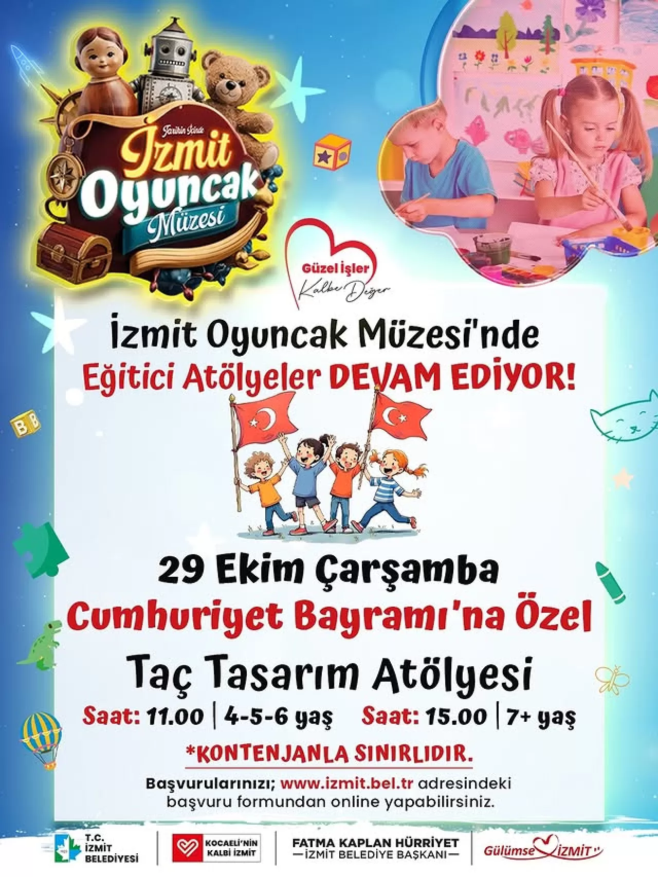 İzmit Oyuncak Müzesi'nde Cumhuriyet Bayramı'na Özel Taç Tasarım Atölyesi