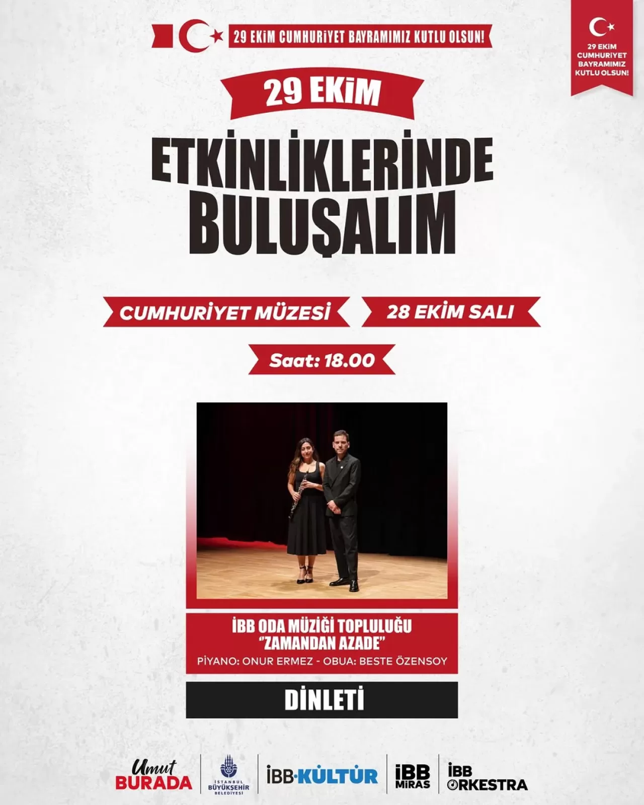 İBB, 29 Ekim Cumhuriyet Bayramı'nda İki Özel Müzik Dinletisi Düzenleyecek