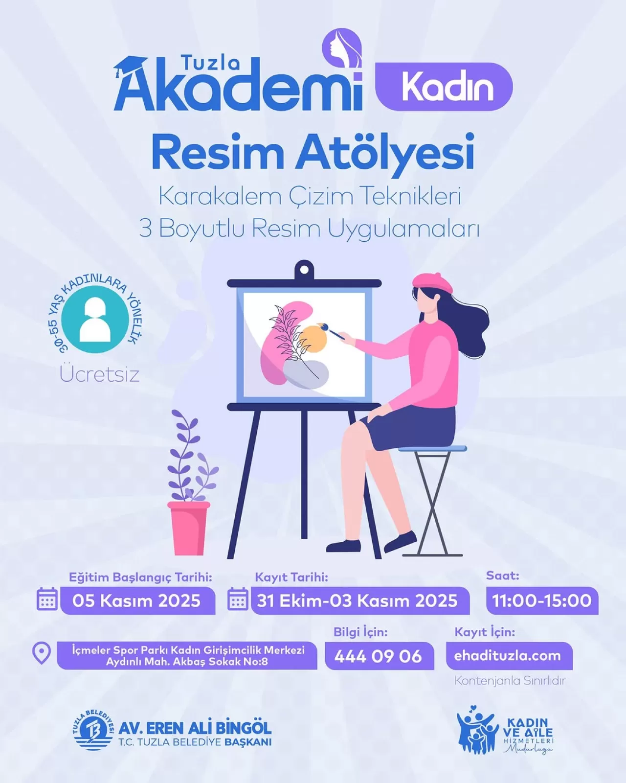 Tuzla'da Kadınlara Özel Ücretsiz Resim Atölyesi Kayıtları Başlıyor